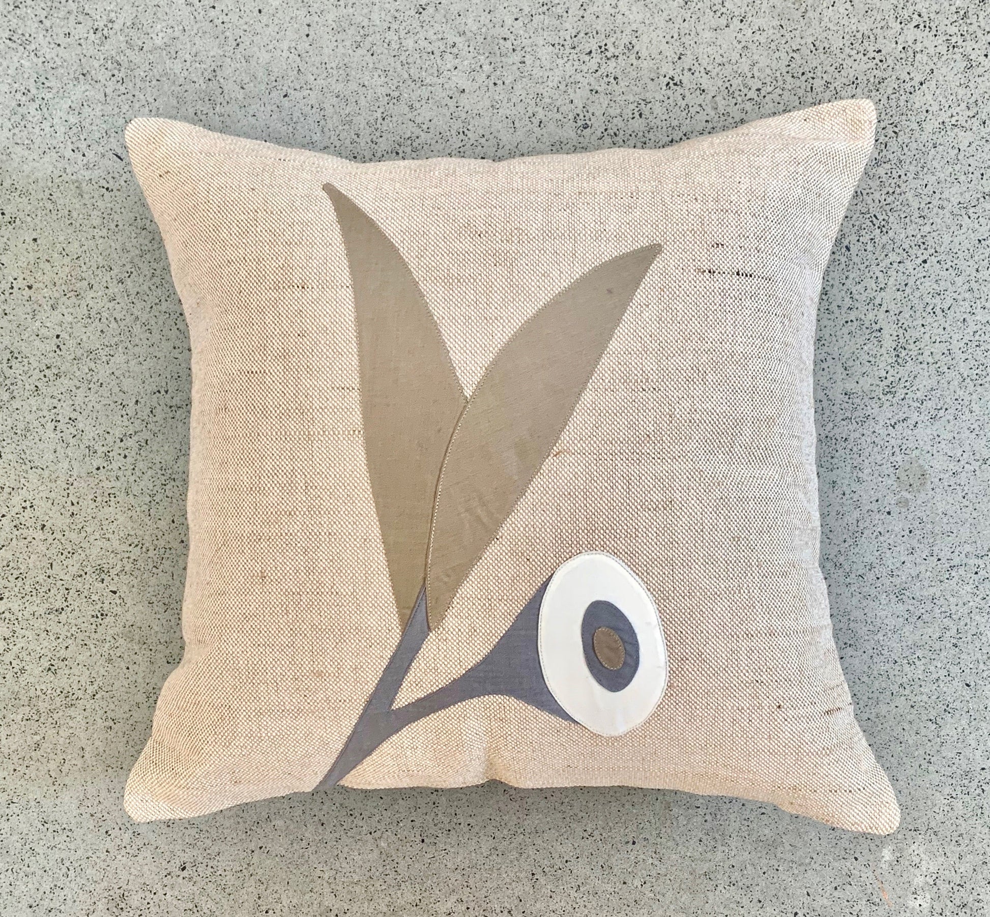Gumnut Leaf Cushion in Grey WEFTshop 40cm 