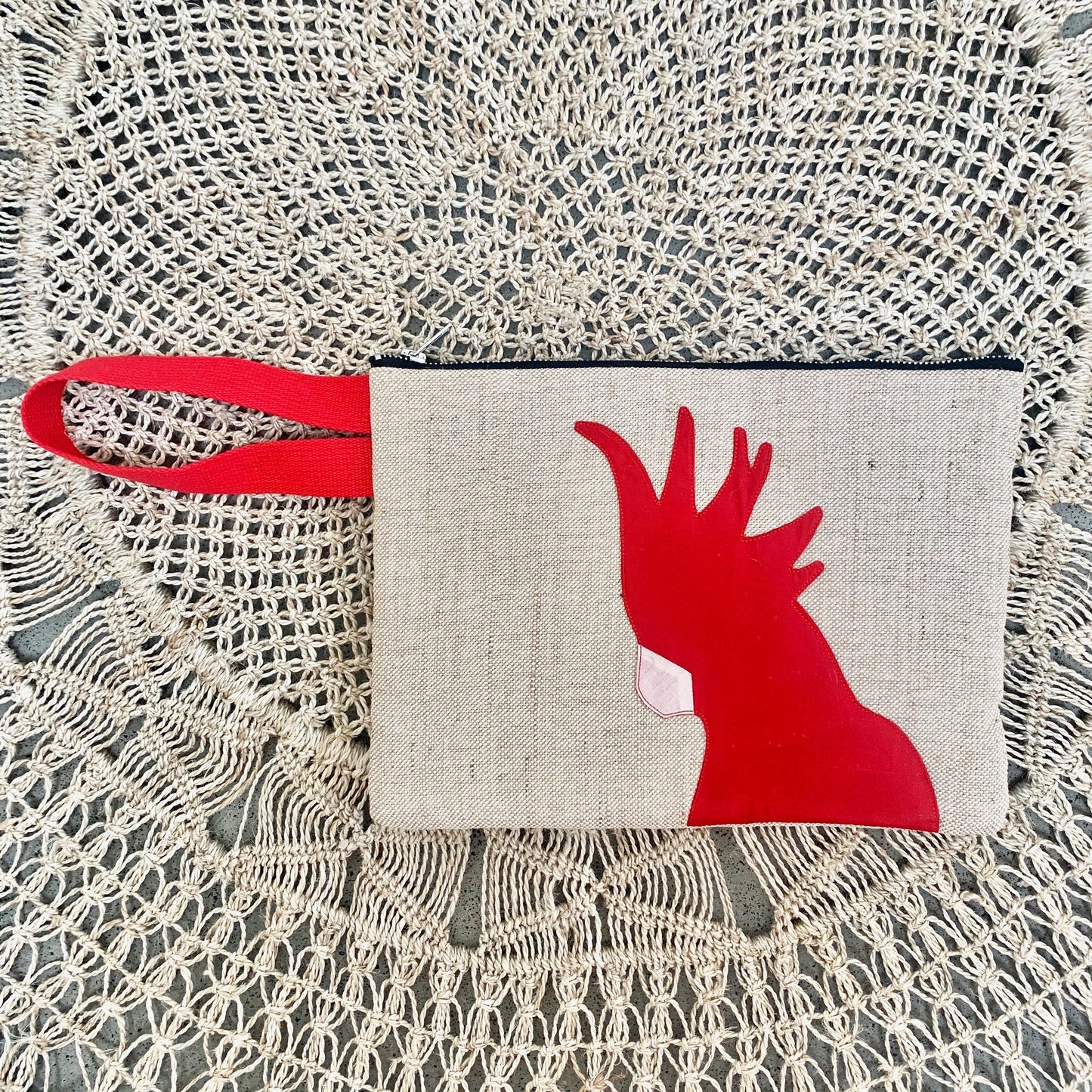 Cockatoo Jute Clutch in Red Bags and purses WEFTshop 