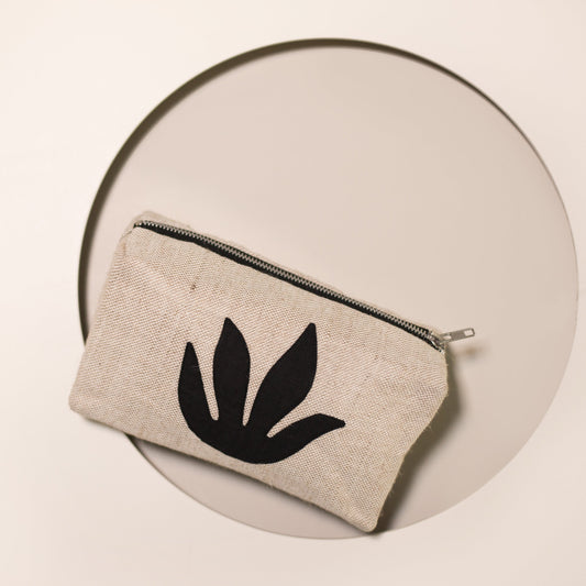 Botanical Toiletry Makeup Jute Bag in Black WEFTshop 